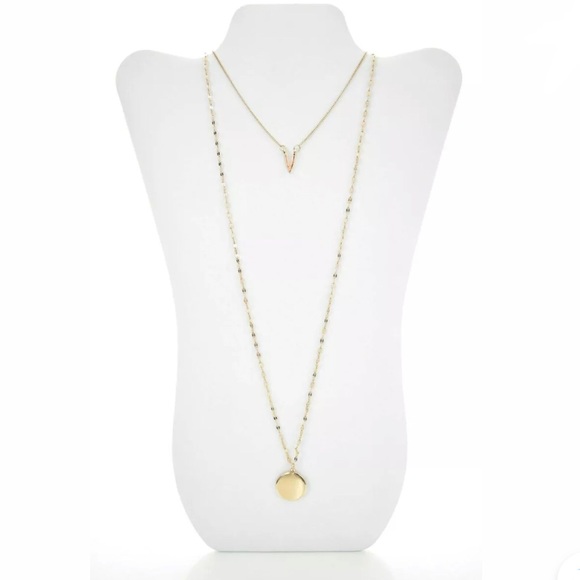 Nordstrom Jewelry - Nordstrom Layered Gold Disc and V Charm Necklace